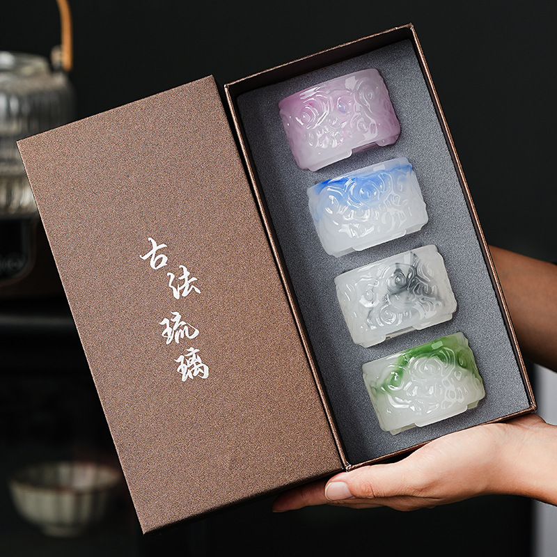 琉璃祥云茶杯套装单个主人杯功夫茶杯商务礼品伴手礼