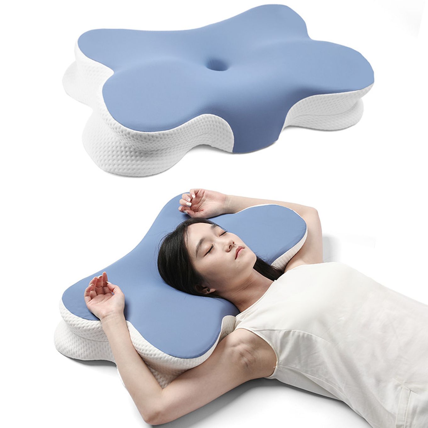 记忆枕头双弧枕深睡眠零感侧睡躺睡蝶形枕慢回弹记忆棉枕头
