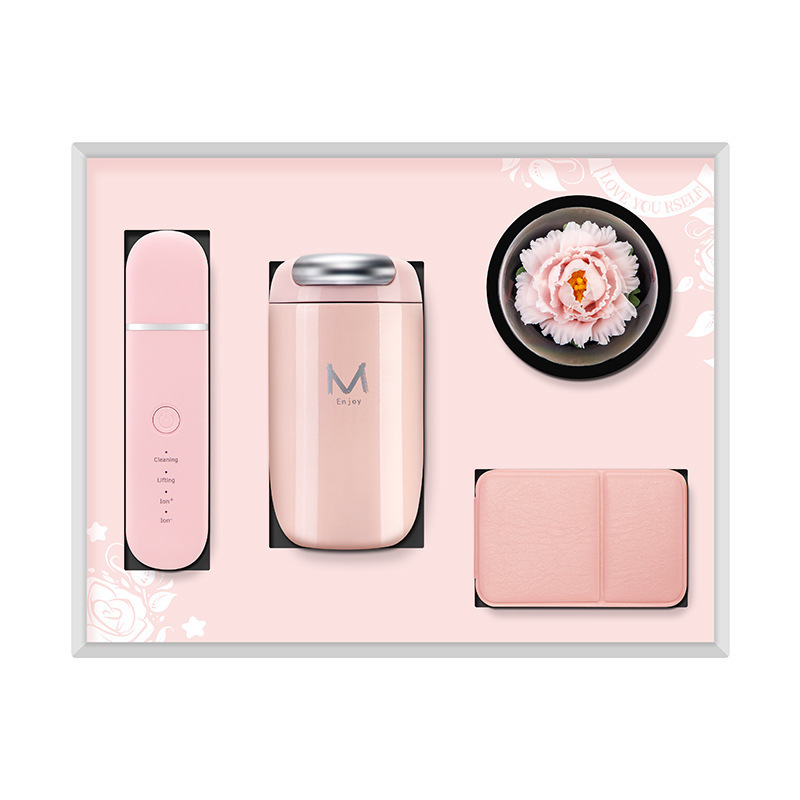 鹅蛋咖啡杯+超声波美肤仪+陶瓷永生花+折叠镜礼品套装适合女生礼物