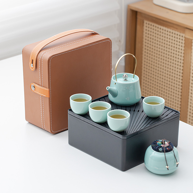 提梁壶茶具旅行套装带茶盘商务礼品便携奖品户外活动logo员工礼物