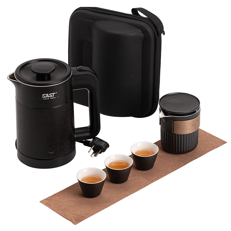 电热水壶小型旅行茶具随手泡茶器快客杯一壶三杯户外便携茶具套组