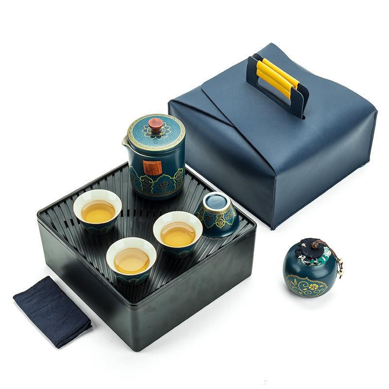旅行车载茶具套装便携式户外泡茶壶茶杯快客杯小套收纳盒功夫茶具