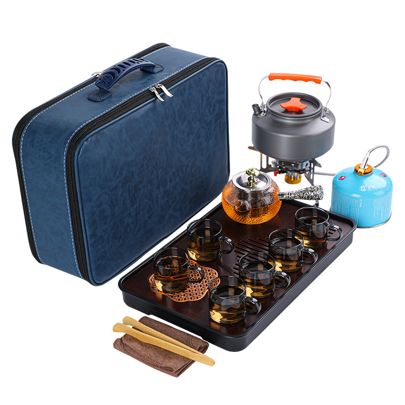 车载户外玻璃茶具露营围炉煮茶便携式旅行茶具套装烧水壶一整套